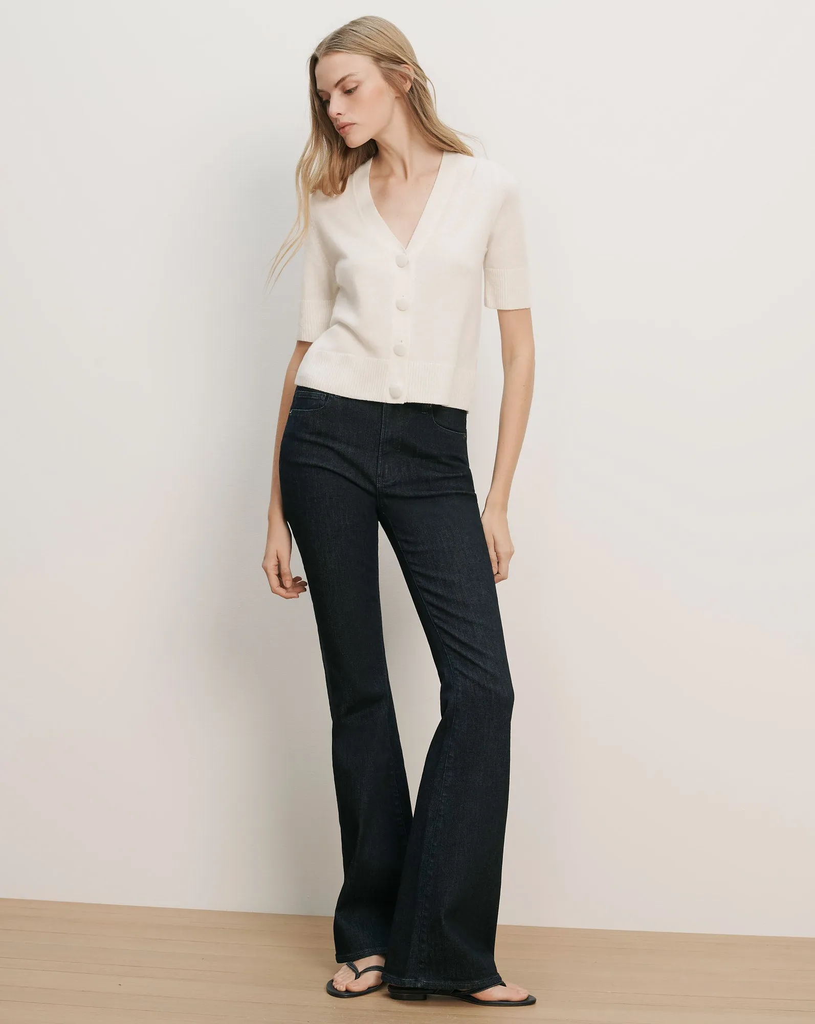 Solene Short-Sleeve Cashmere Cardigan sold by Veronica Beard product image thumbnail 2