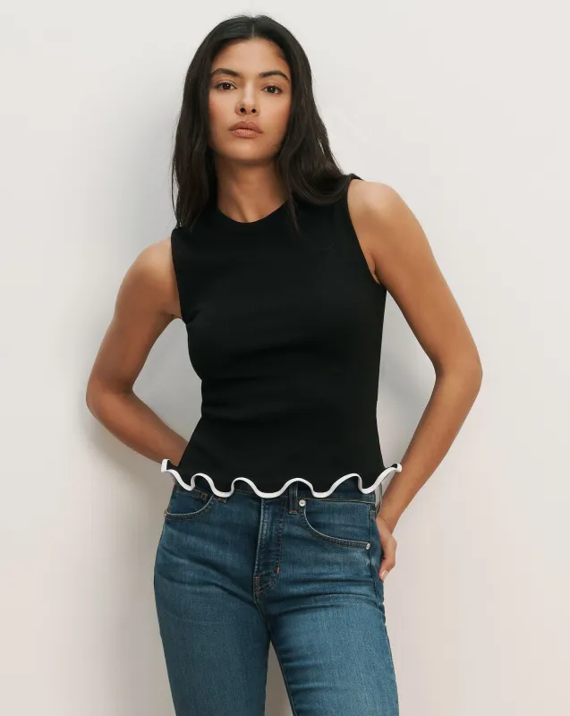 Elianne Ruffle-Trim Tank Top sold by Veronica Beard