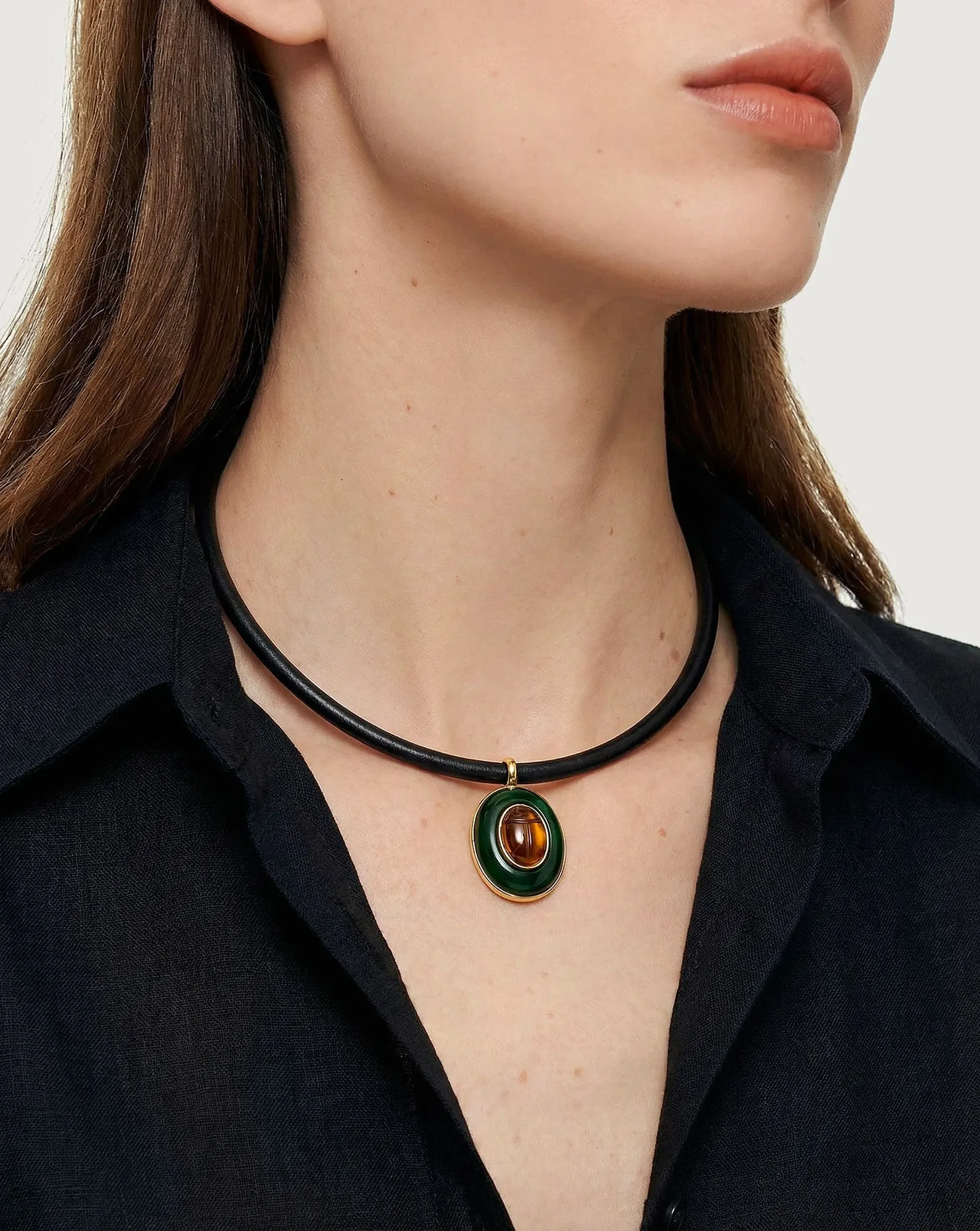 Tiger’s Eye Pendant Necklace sold by Veronica Beard product image thumbnail 2