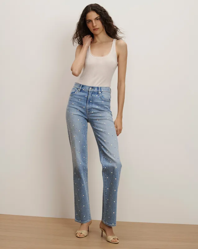 Dylan Embellished Straight-Leg Jean made by Veronica Beard