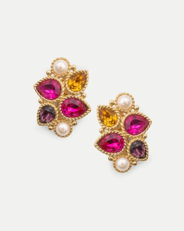 Vintage Crystal Clip On Earrings made by Veronica Beard