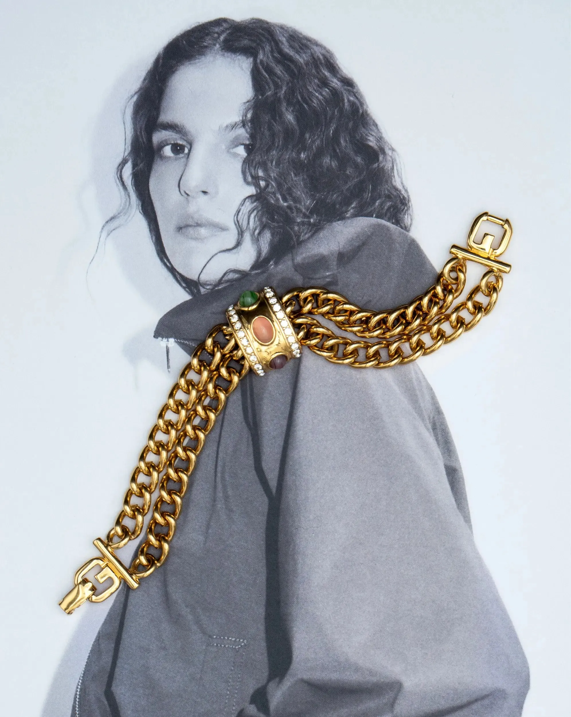 Vintage Cabochon Chain Bracelet sold by Veronica Beard product image thumbnail 5