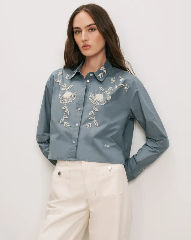 Aderes Beaded Button-Down Shirt made by Veronica Beard
