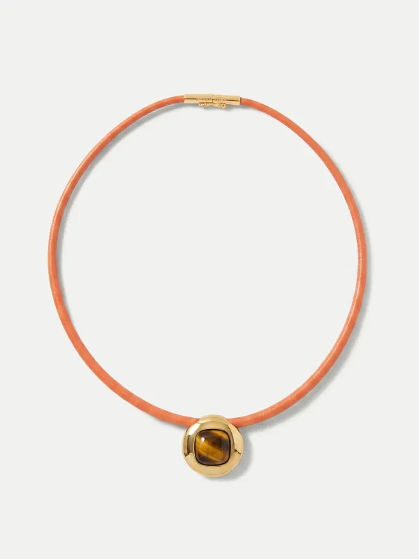 Tiger’s Eye Leather Cord Necklace made by Veronica Beard