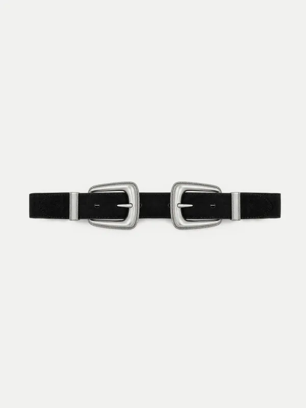 Double-Buckle Arch Waist Belt made by Veronica Beard
