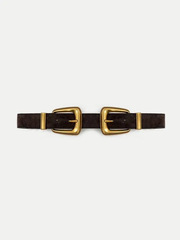 Double-Buckle Arch Waist Belt made by Veronica Beard