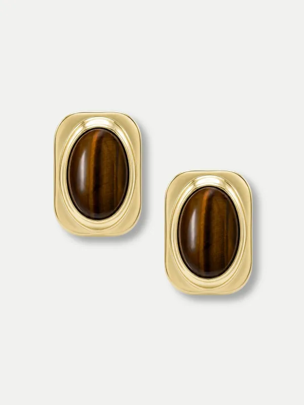 Tiger’s Eye Post Earring made by Veronica Beard