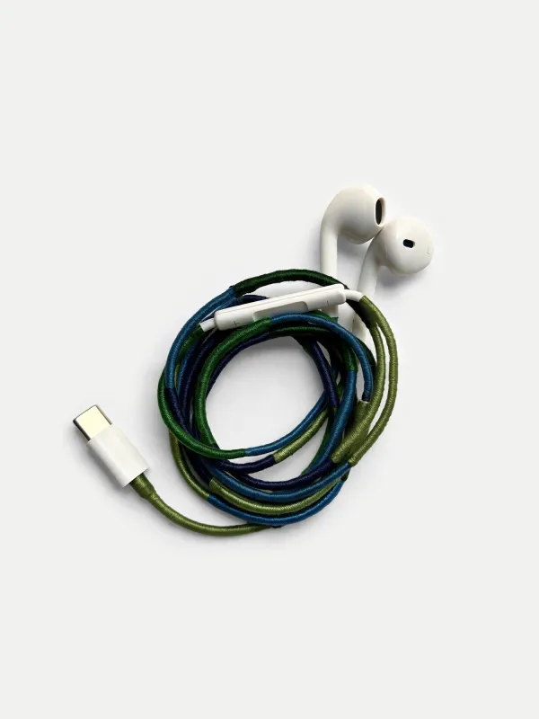 Color Block Hand-Wrapped Earphones made by Veronica Beard