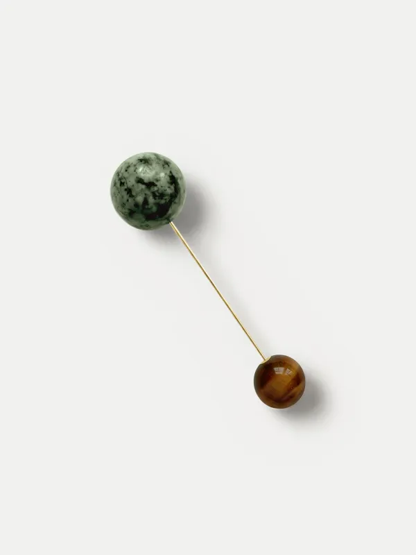 Turquoise and Tiger’s Eye Pin Brooch made by Veronica Beard