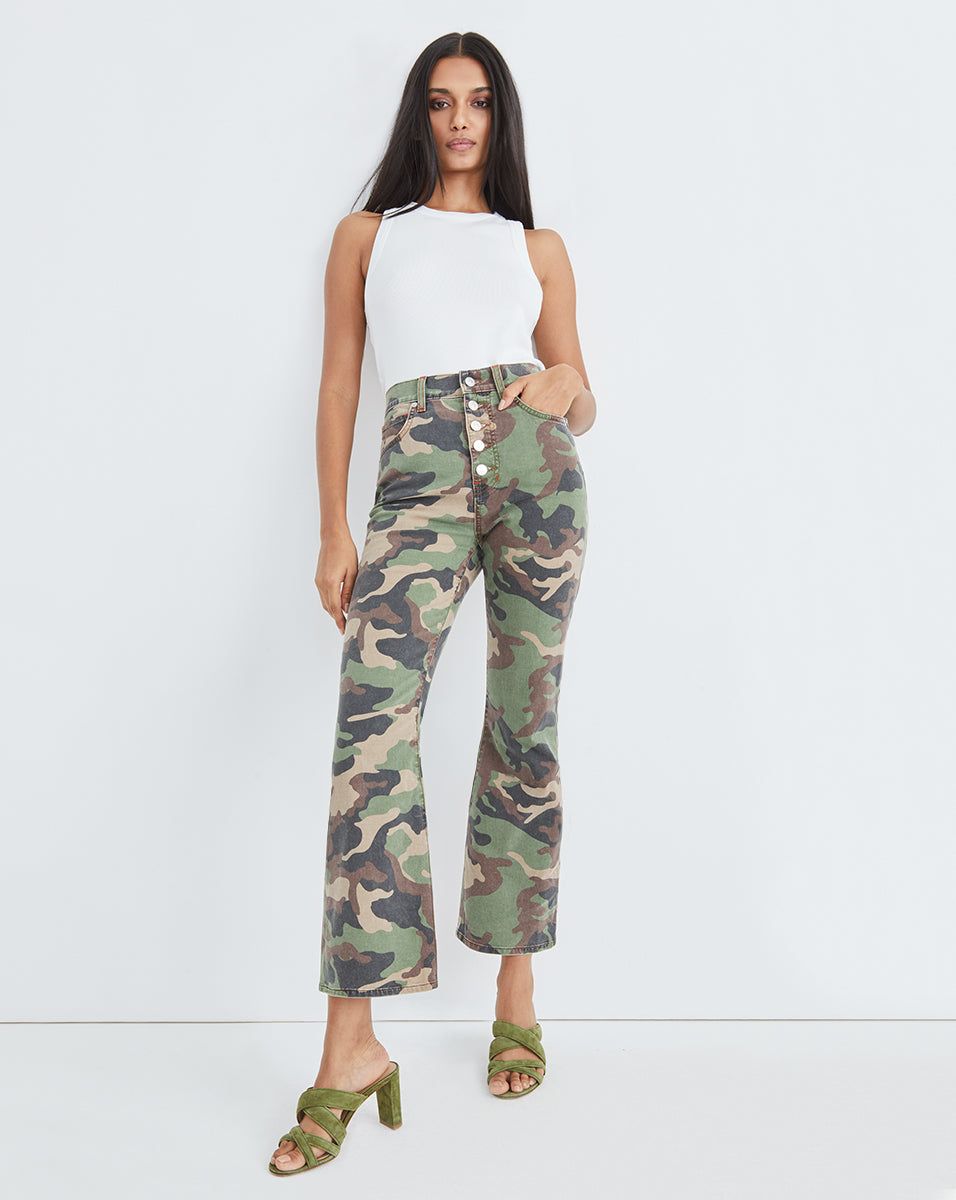 Carly Kick-Flare Jean | Camo sold by Veronica Beard