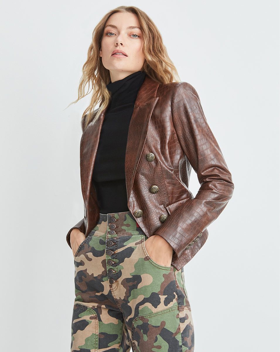 Cooke Vegan-Leather Dickey Jacket sold by Veronica Beard