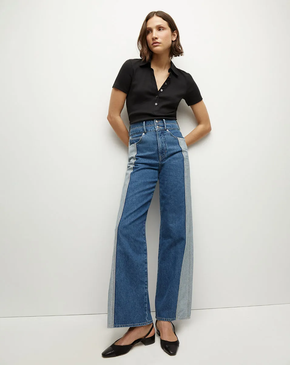 Taylor Two-Tone Wide-Leg Jean sold by Veronica Beard