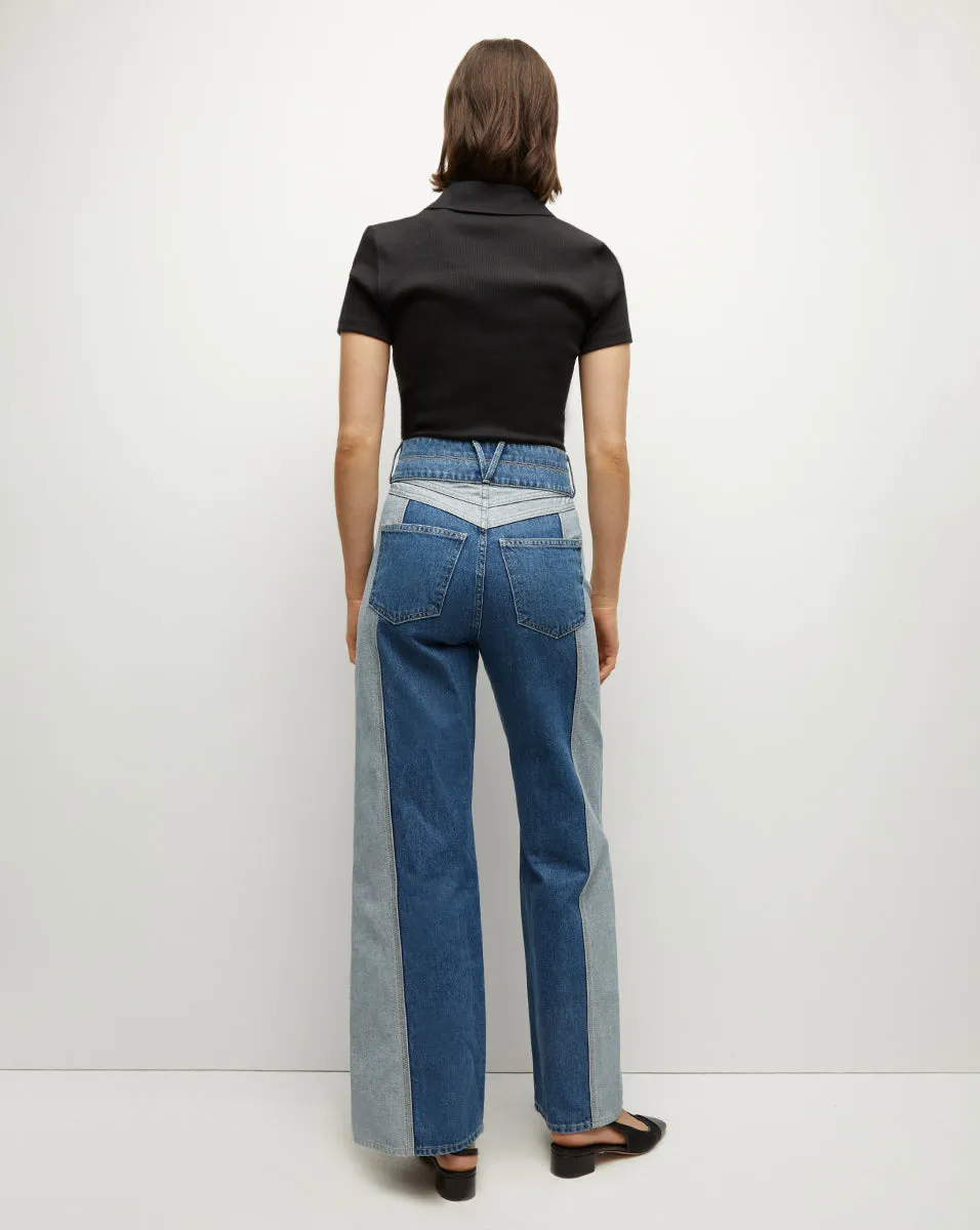 Taylor Two-Tone Wide-Leg Jean sold by Veronica Beard product image thumbnail 3
