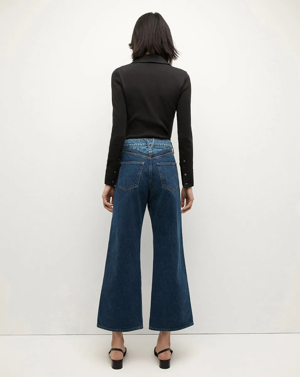 Taylor Two-Tone Cropped Wide-Leg Jean sold by Veronica Beard product image thumbnail 4