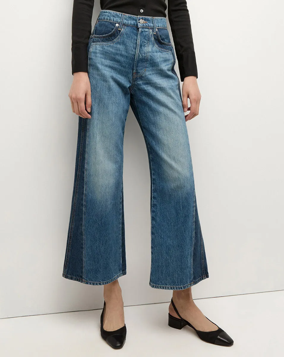 Taylor Two-Tone Cropped Wide-Leg Jean sold by Veronica Beard product image thumbnail 2