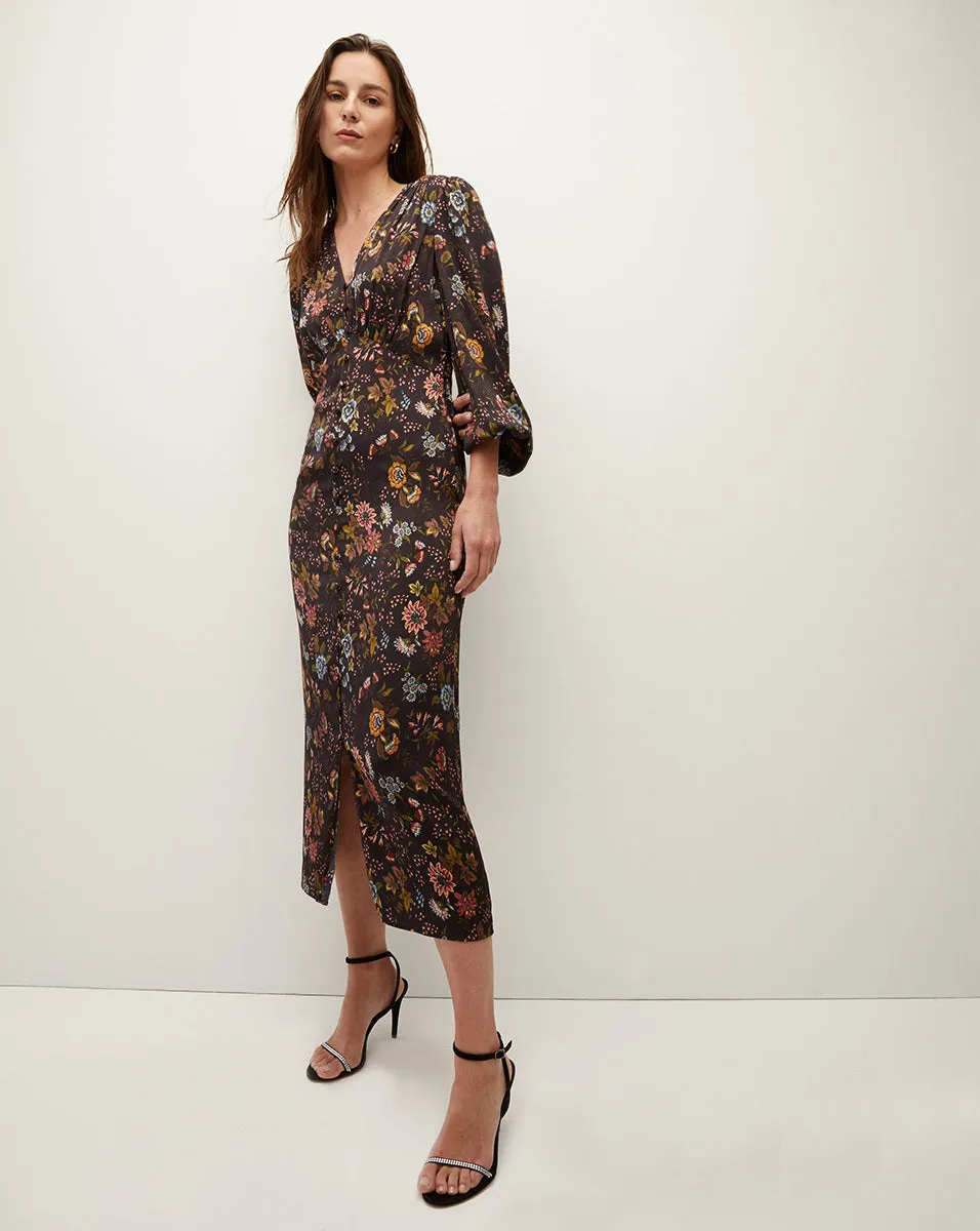 Terina Floral Stretch-Silk Dress sold by Veronica Beard