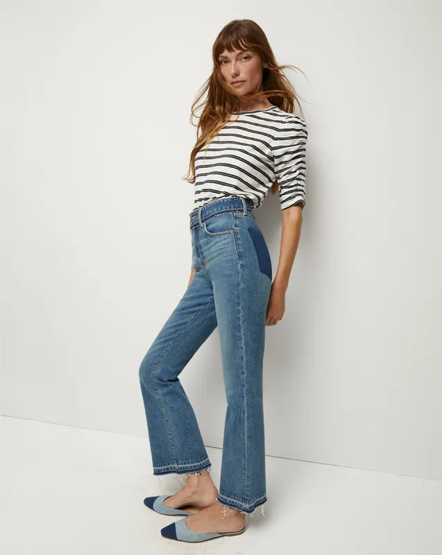 Carson Two-Tone Kick-Flare Jean sold by Veronica Beard