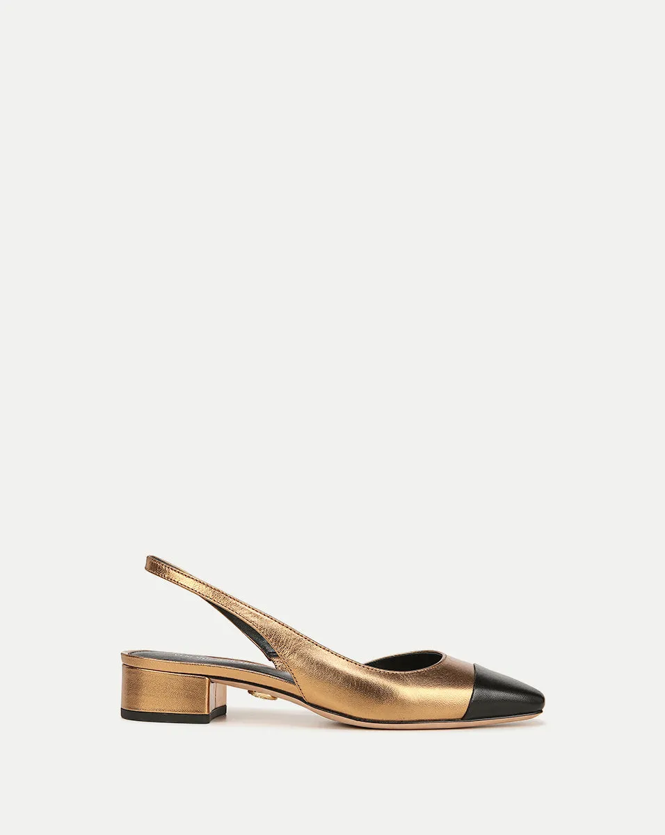 Cecile Leather Cap-Toe Slingback sold by Veronica Beard