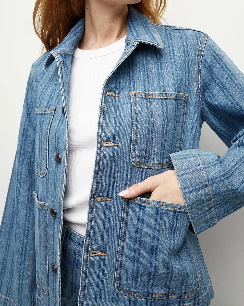 Dahl Striped Denim Chore Jacket sold by Veronica Beard product image thumbnail 4