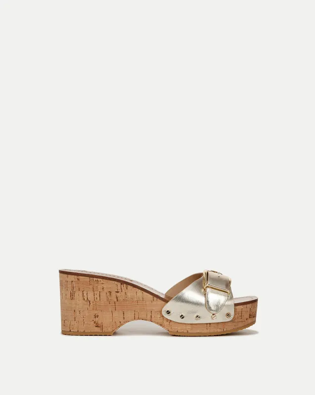 Dallas Metallic Leather Buckle Sandal sold by Veronica Beard