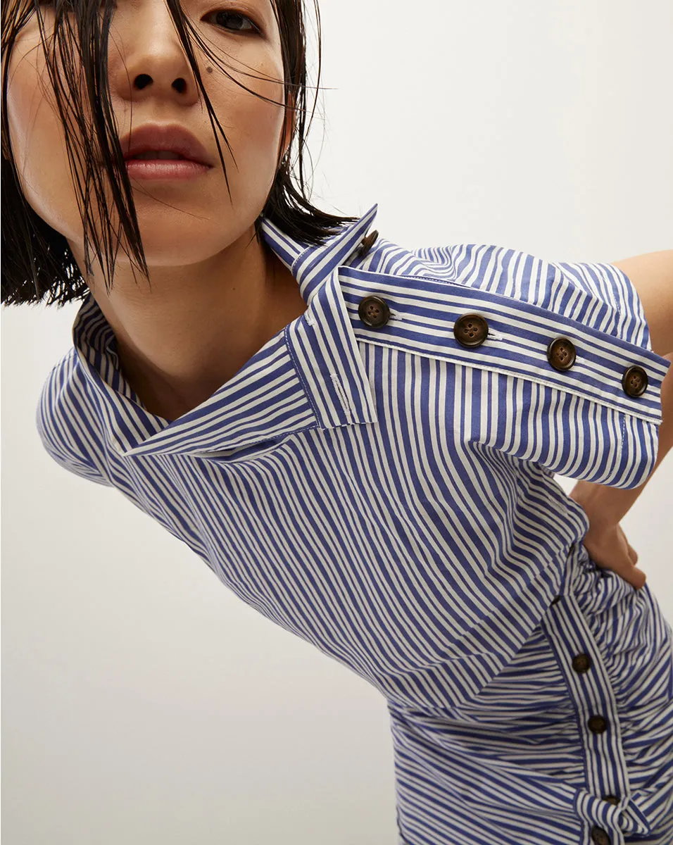 Arabel Striped Poplin Asymmetrical Dress sold by Veronica Beard product image thumbnail 3