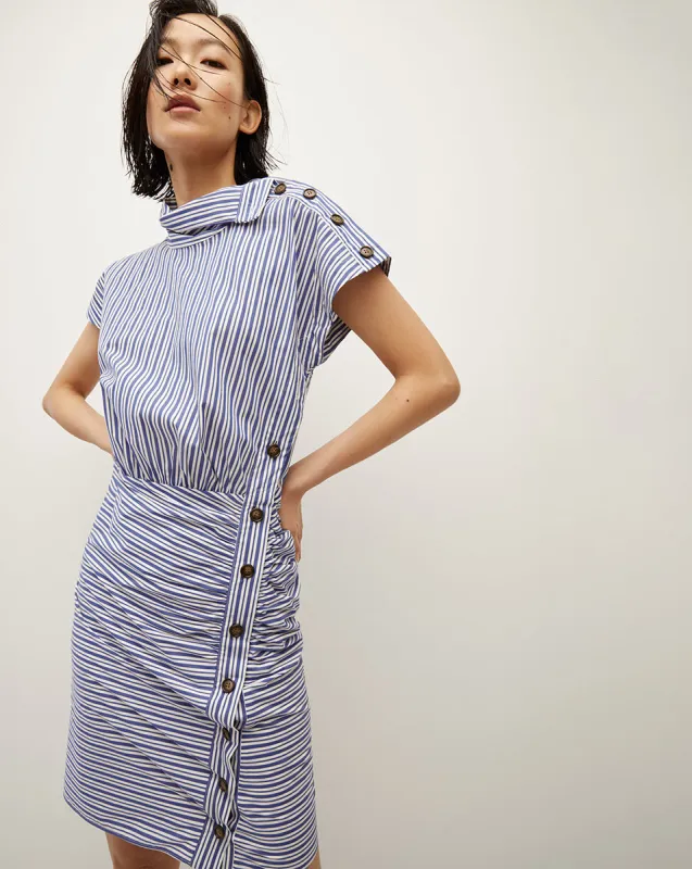 Arabel Striped Poplin Asymmetrical Dress sold by Veronica Beard