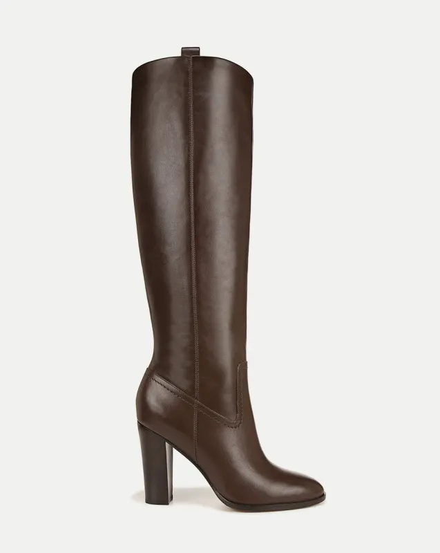 Vesper Leather Knee-High Boot | Wide-Calf sold by Veronica Beard