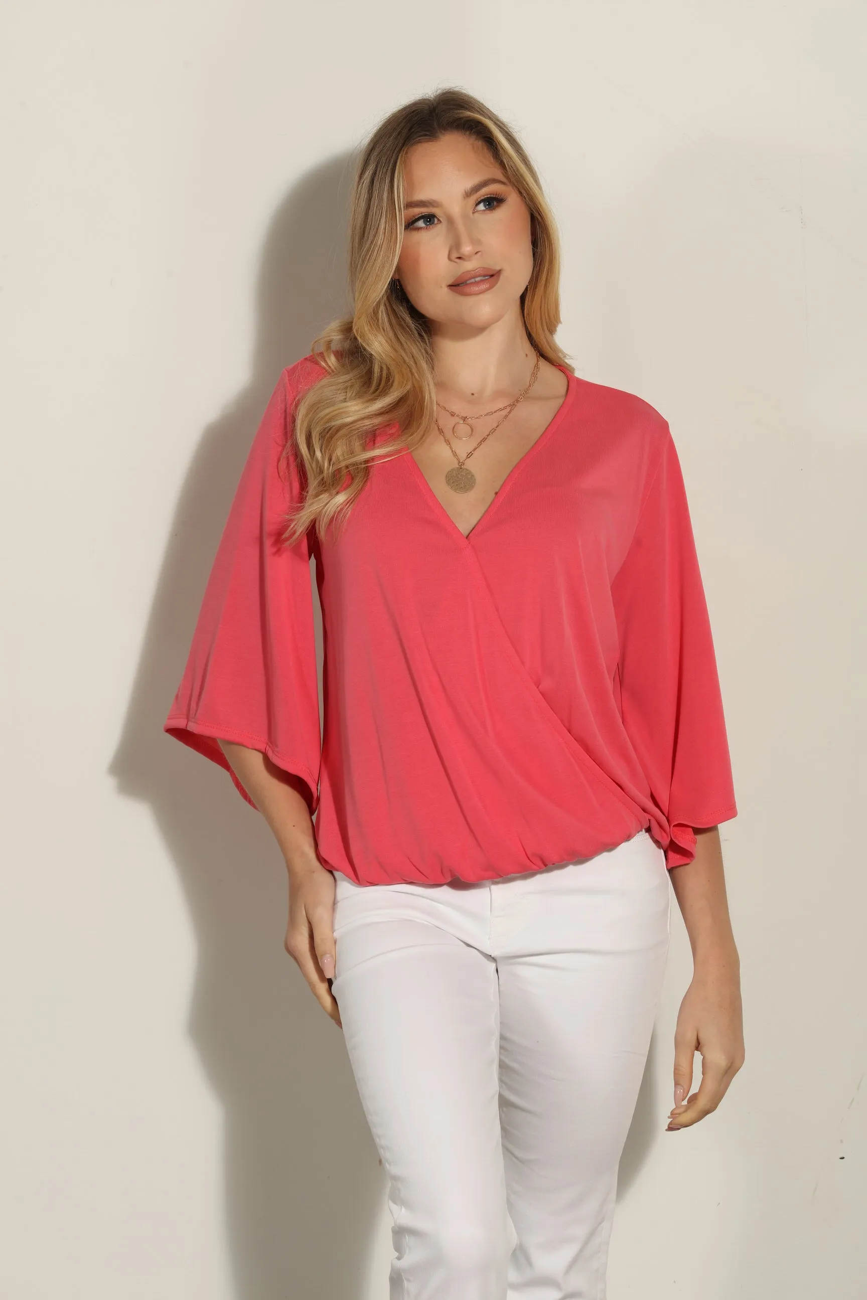 Coral Cupro Surplice Top-FINAL SALE sold by Veronica M product image thumbnail 4