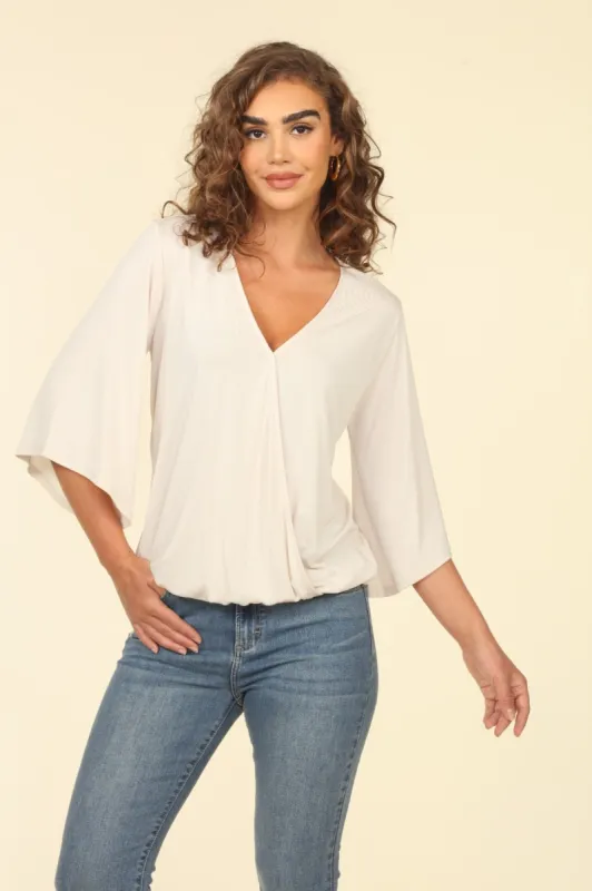 Vanilla Cupro Surplice Top-BEST SELLER sold by Veronica M
