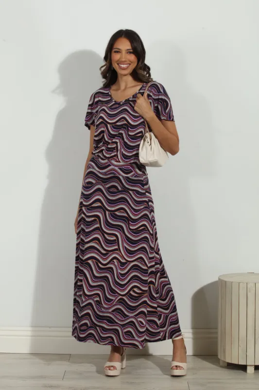Leanna Short Sleeve Drop Waist Maxi Dress-FINAL SALE sold by Veronica M