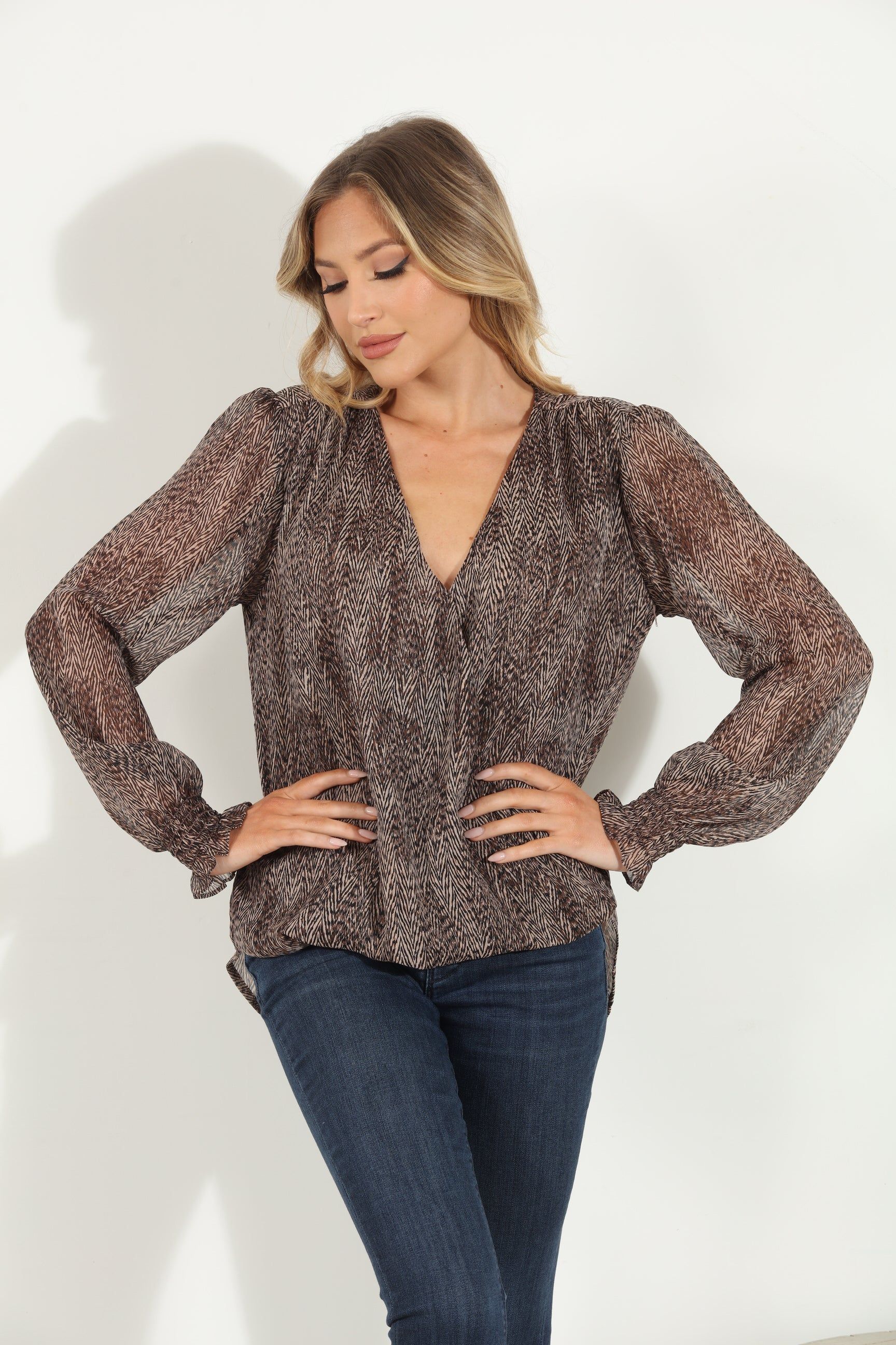 Avril Chiffon Surplice Smocked Blouse - Best Seller sold by Veronica M product image thumbnail 4