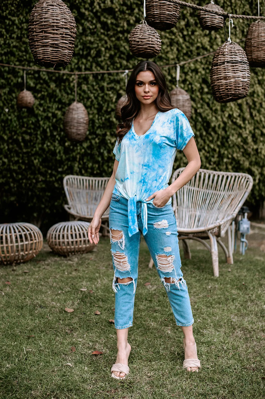 Sky Tie Dye Tee with Front Tie-FINAL SALE sold by Veronica M product image thumbnail 3