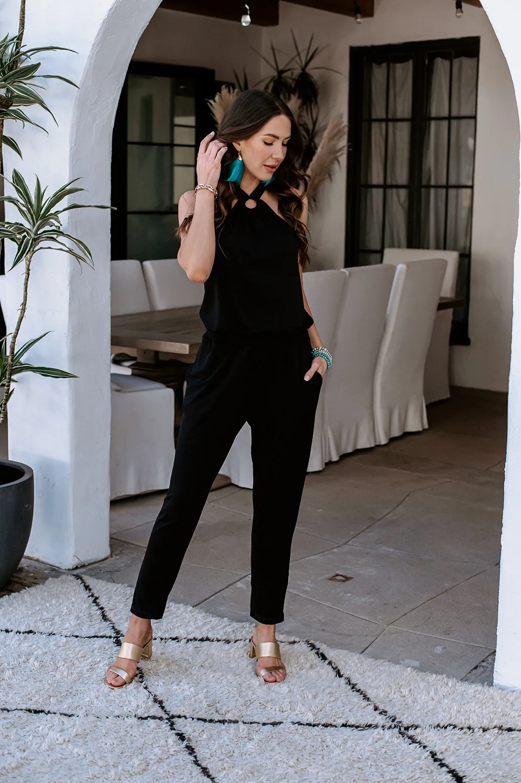 Sandy Black Stretch Ring Halter Jumpsuit-BEST SELLER sold by Veronica M product image thumbnail 3