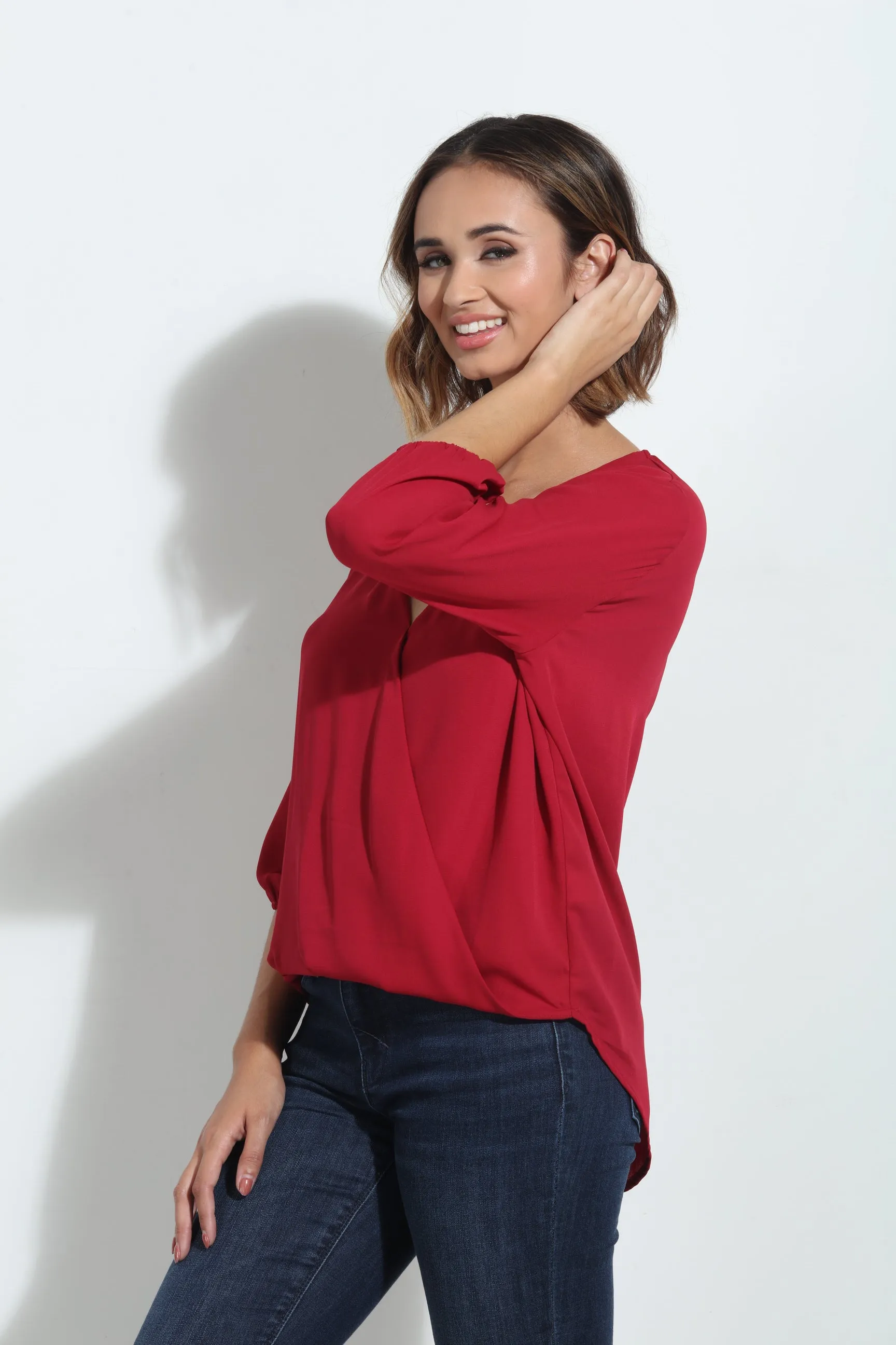 Burgundy Surplice Blouse -FINAL SALE sold by Veronica M product image thumbnail 5