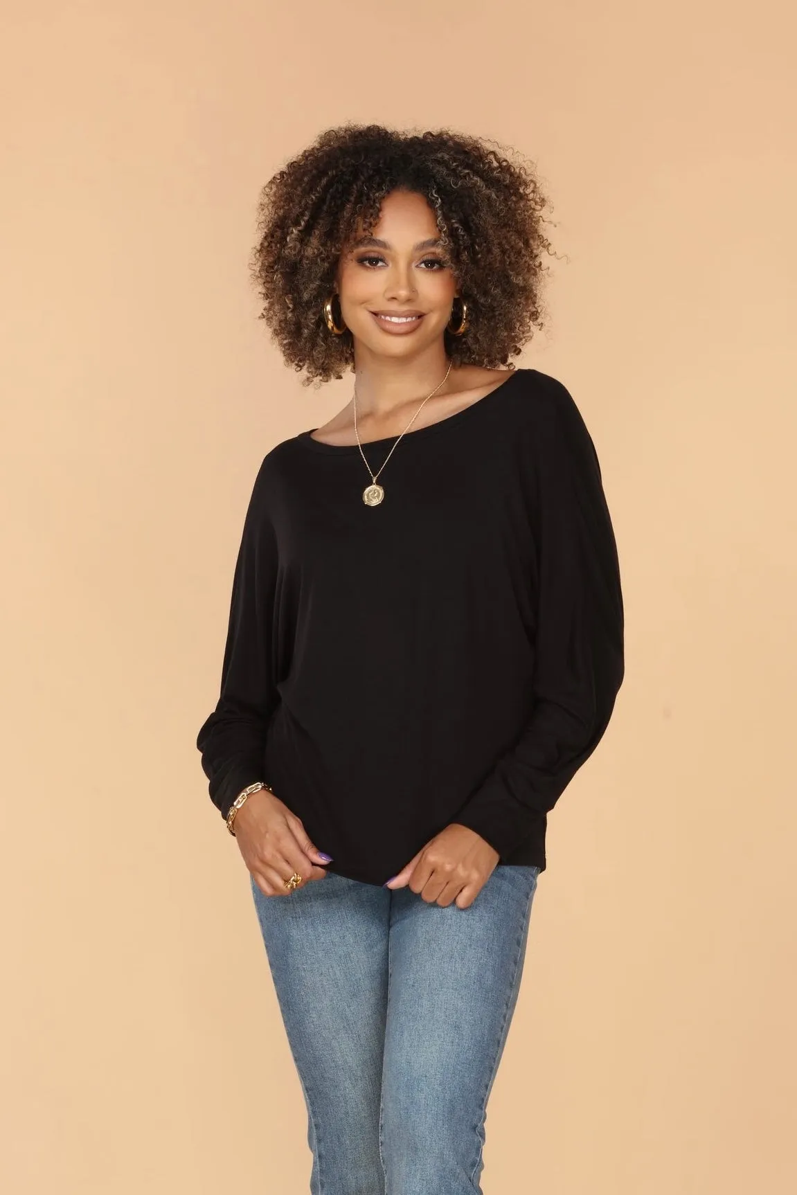 Black Jersey Open Back Dolman Top-FINAL SALE sold by Veronica M product image thumbnail 2