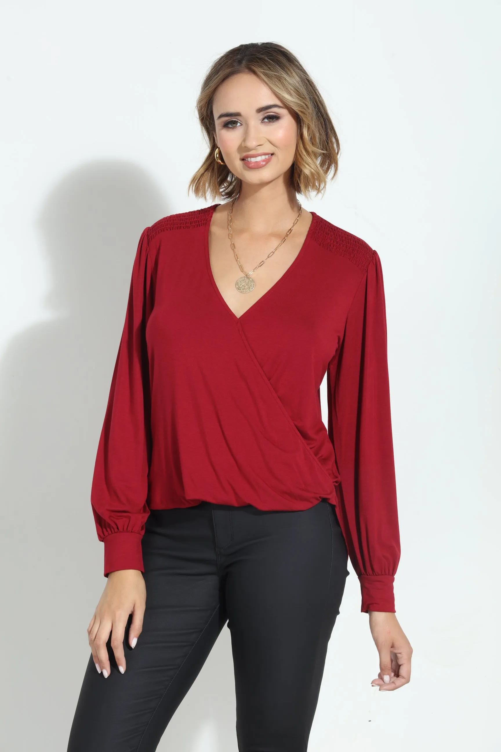 Cabernet Smocked Cupro Top-FINAL SALE sold by Veronica M product image thumbnail 3