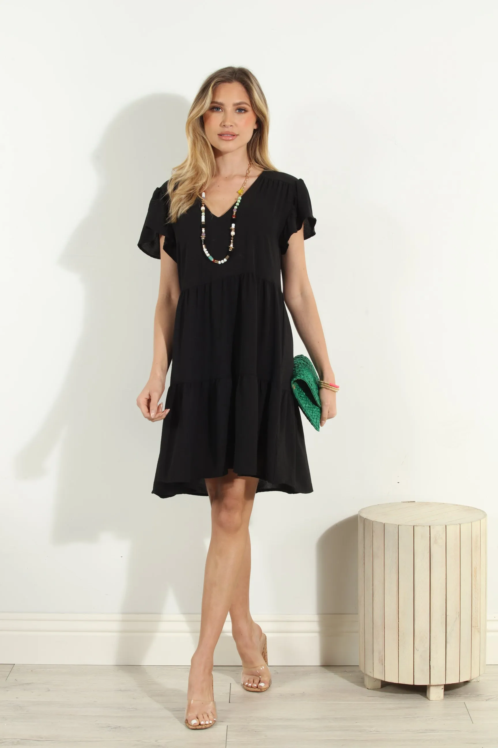 Black Airflow Ruffle Tiered Dress- FINAL SALE sold by Veronica M product image thumbnail 5