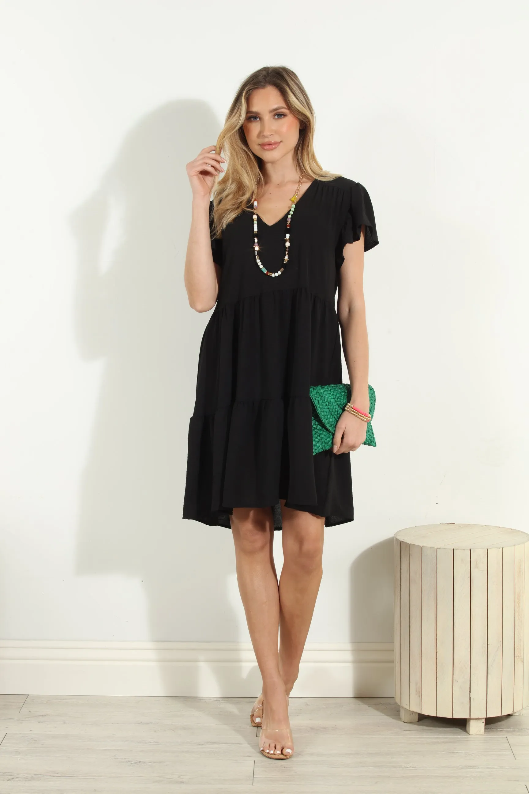 Black Airflow Ruffle Tiered Dress- FINAL SALE sold by Veronica M product image thumbnail 3