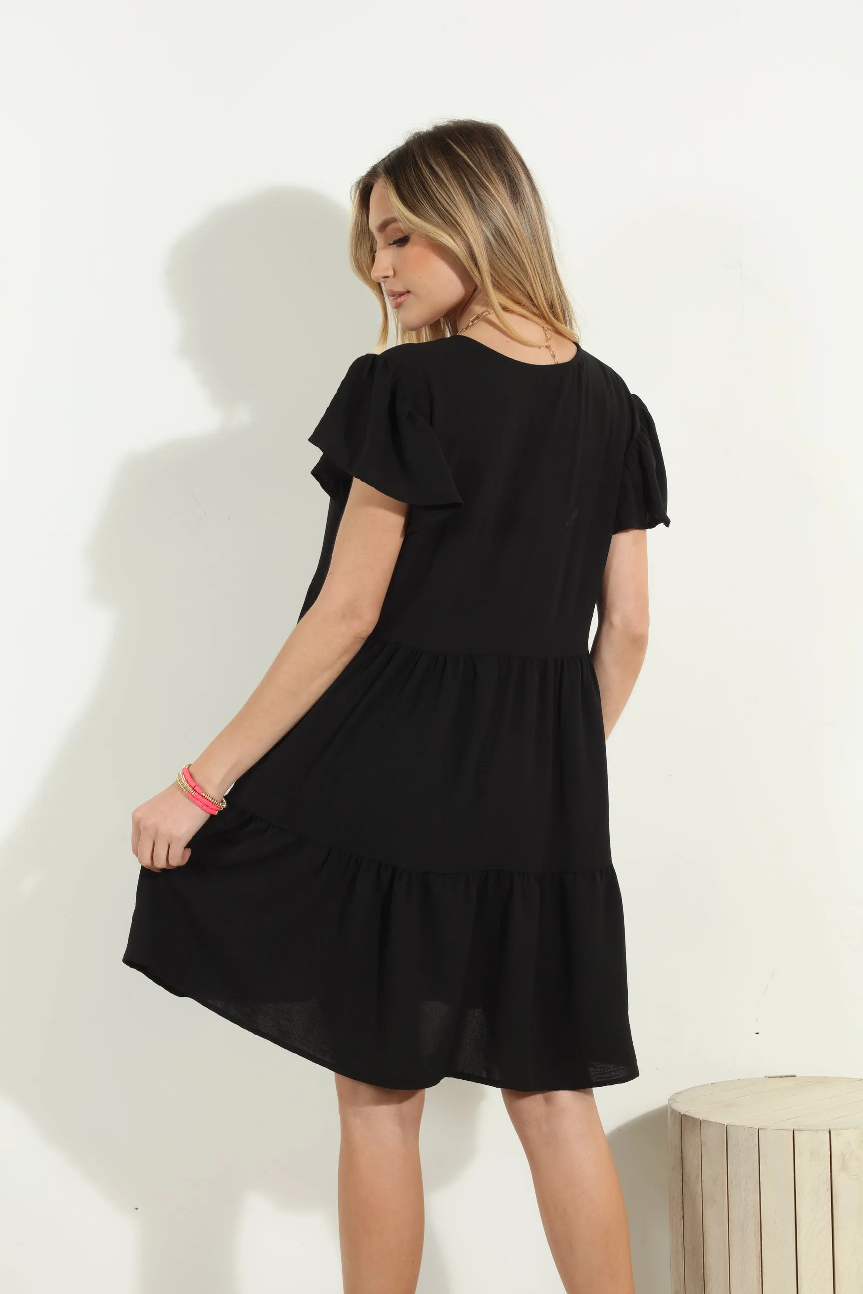 Black Airflow Ruffle Tiered Dress- FINAL SALE sold by Veronica M product image thumbnail 2