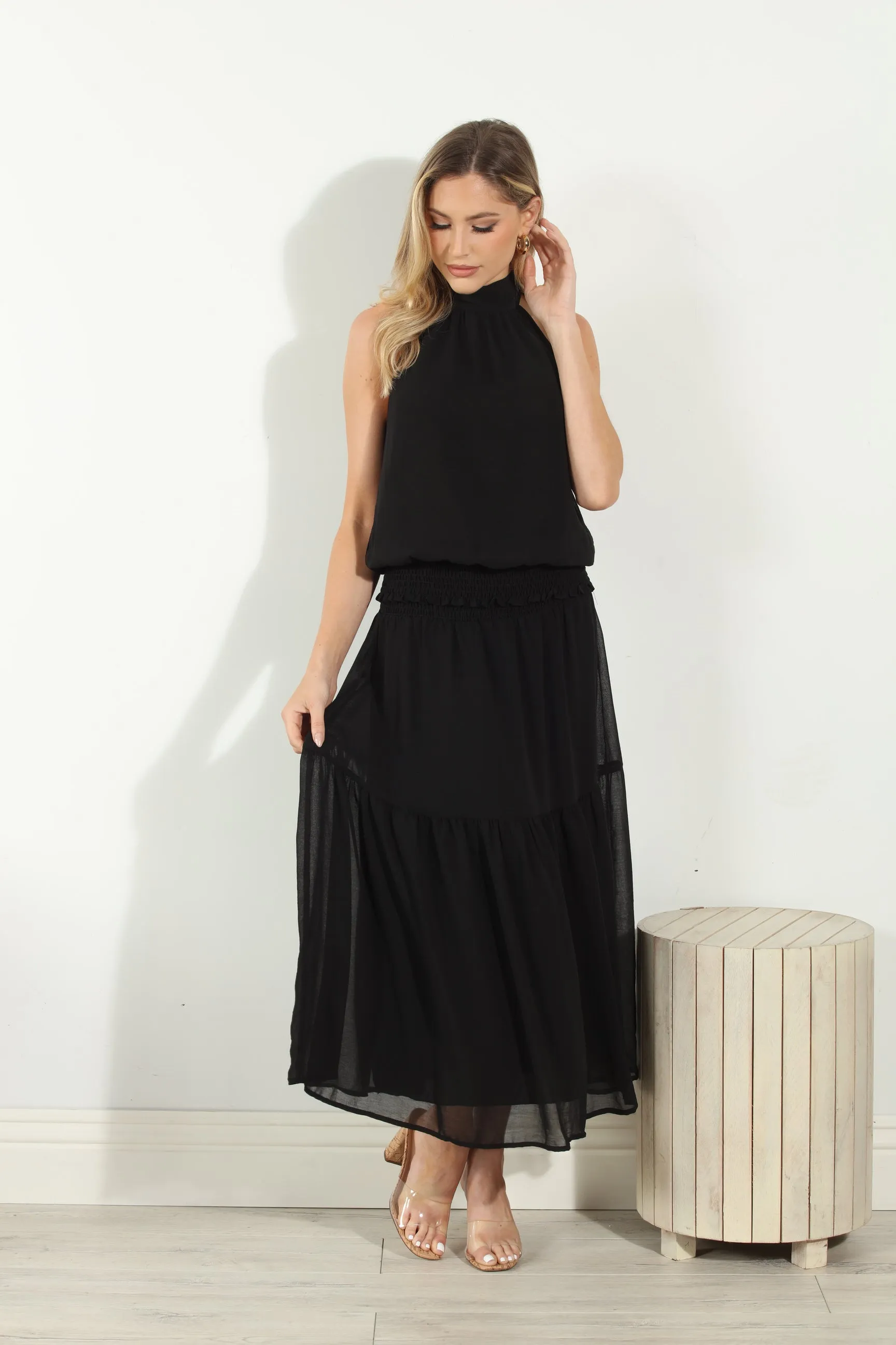 Black Chiffon Ruffle Midi Skirt-BEST SELLER sold by Veronica M product image thumbnail 2