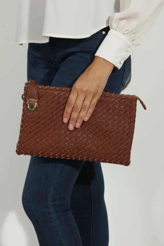 Coffee Woven Clutch-FINAL SALE sold by Veronica M