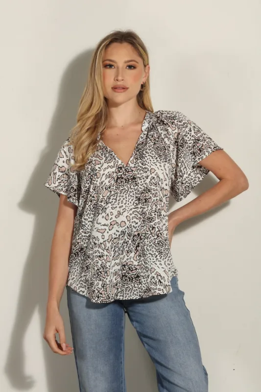 Libbie Satin Split Neck Top-FINAL SALE sold by Veronica M