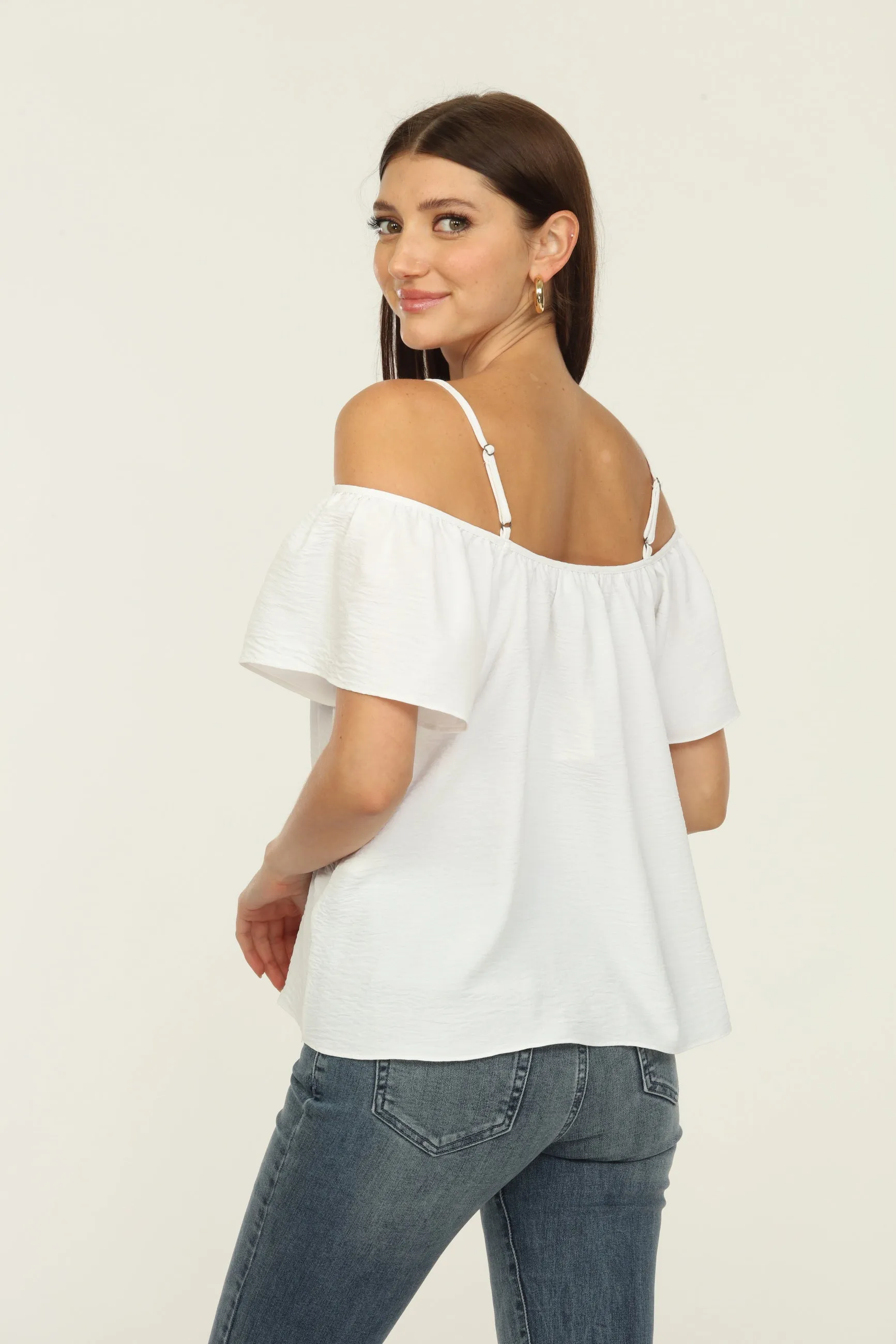 White Airflow Cold Shoulder Tank-FINAL SALE sold by Veronica M product image thumbnail 2