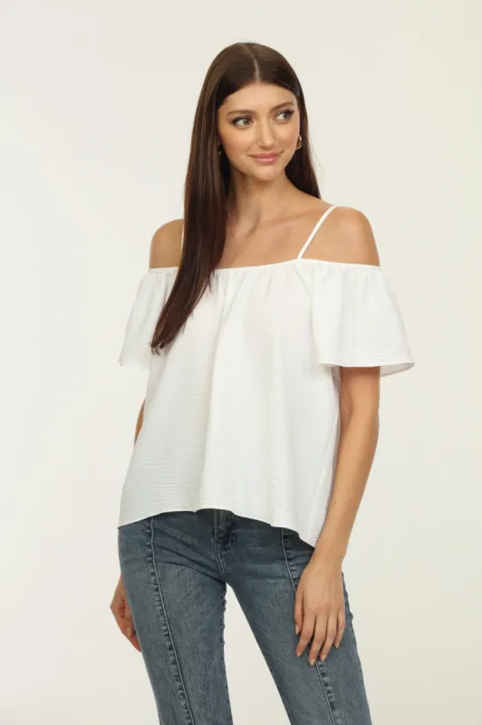 White Airflow Cold Shoulder Tank-FINAL SALE sold by Veronica M