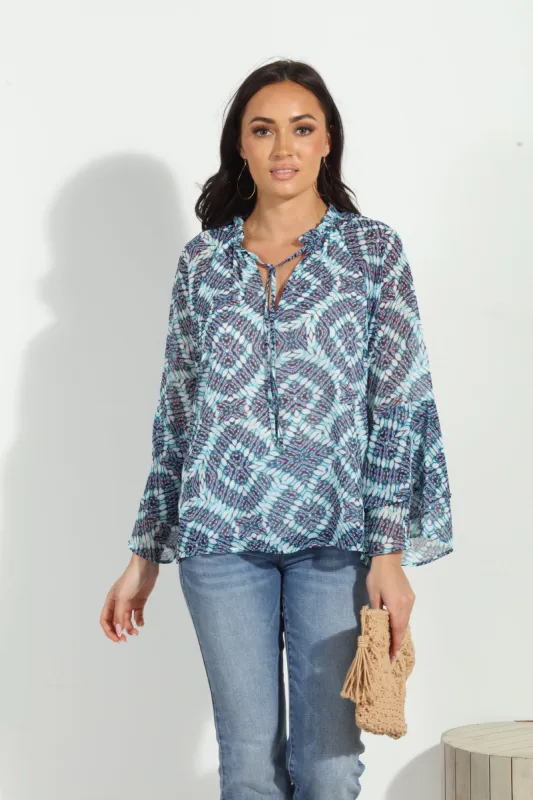 Odelle Flare Sleeve Blouse-FINAL SALE sold by Veronica M