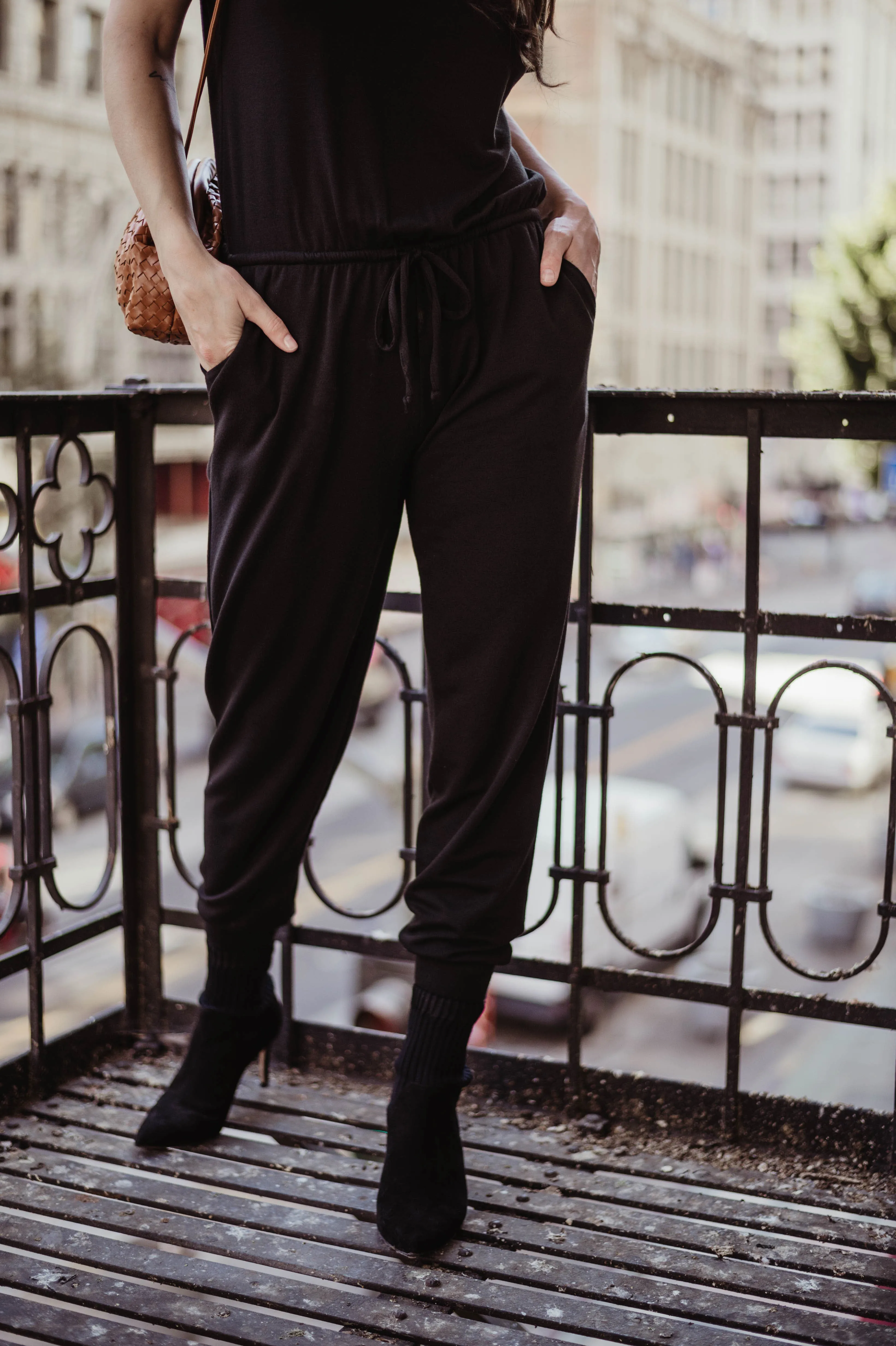 Soft Feel French Terry Jumpsuit-Black - BEST SELLER sold by Veronica M product image thumbnail 4