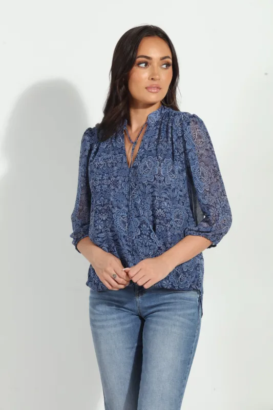 Willa 3/4 Sleeve Surplice Blouse-FINAL SALE sold by Veronica M