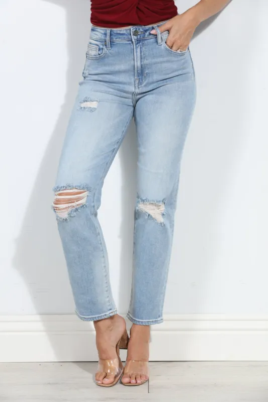 Tracey Distressed Stretch Straight Jean- Light Wash-BEST SELLERS sold by Veronica M