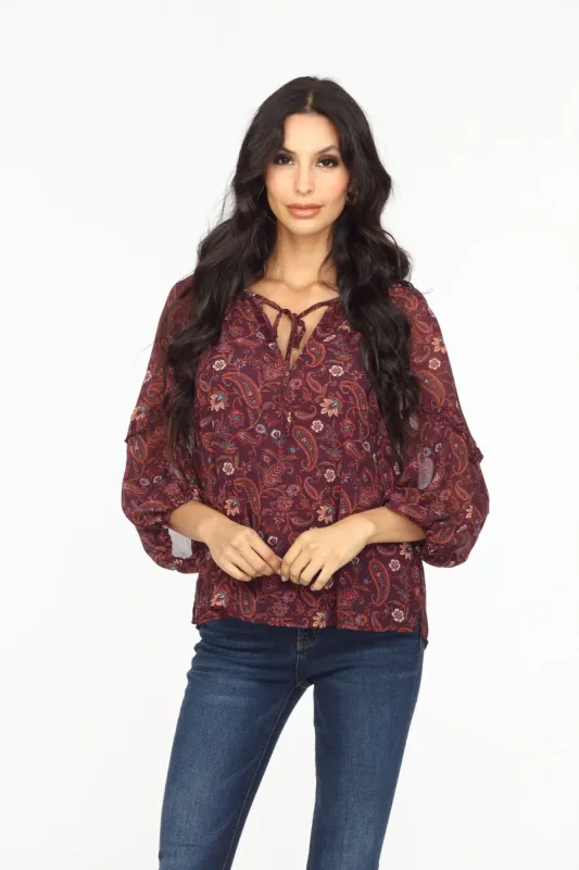 Gredana Ruffle Chiffon Blouse-FINAL SALE sold by Veronica M