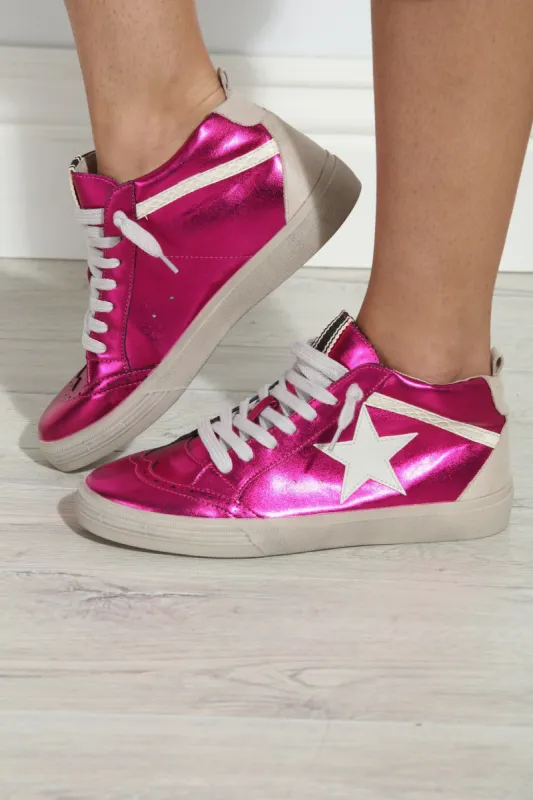 Paulina High-Top Sneakers- Metallic Pink-FINAL SALE sold by Veronica M